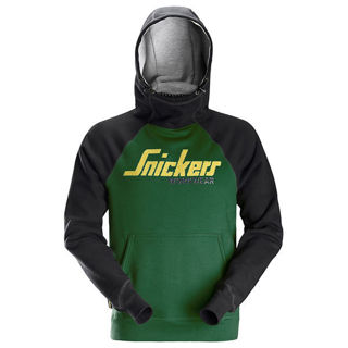 Snickers AW Logo Hoodie Green Murdock Builders Merchants