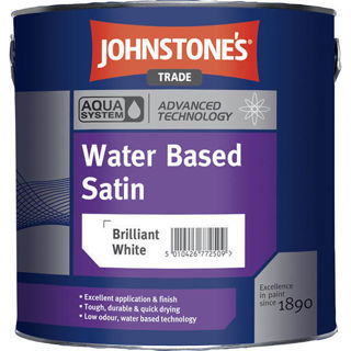 Johnstone's Trade Aqua Water Based Satin Brilliant White 2.5Lt  Murdock Builders Merchants