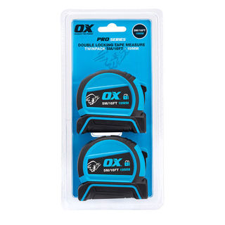 OX Pro Dual Auto Lock Tape Twinpack 5m/16ft Murdock Builders Merchants