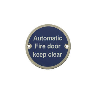 Stainless Steel Sign Automatic Fire Door Keep Clear Murdock Builders Merchants