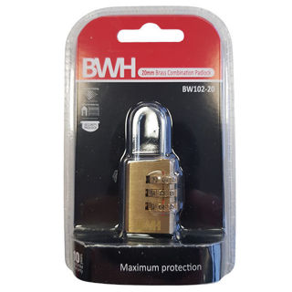 BWH Brass Combination Padlock 20mm Murdock Builders Merchants