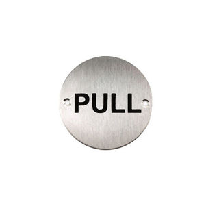 Stainless Steel Sign Circular Pull Murdock Builders Merchants