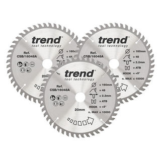 Trend Craft 60mm Diameter Wood Saw Blades (3 Pack) Murdock Builders Merchants